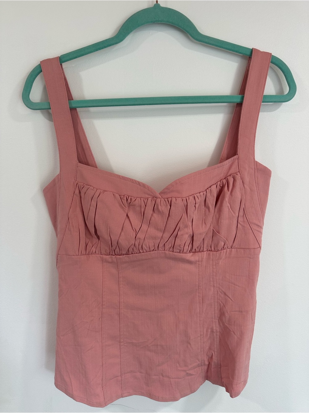 Dusty Rose Pink Sleeveless Ruched Bust Tank